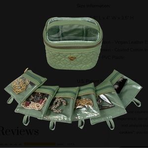 PurseN Sage Getaway Jewelry Case-NWT-quilted vegan leather/6 pouches/ring strap